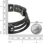 Multi-Strand Black Leather Skull Bracelet