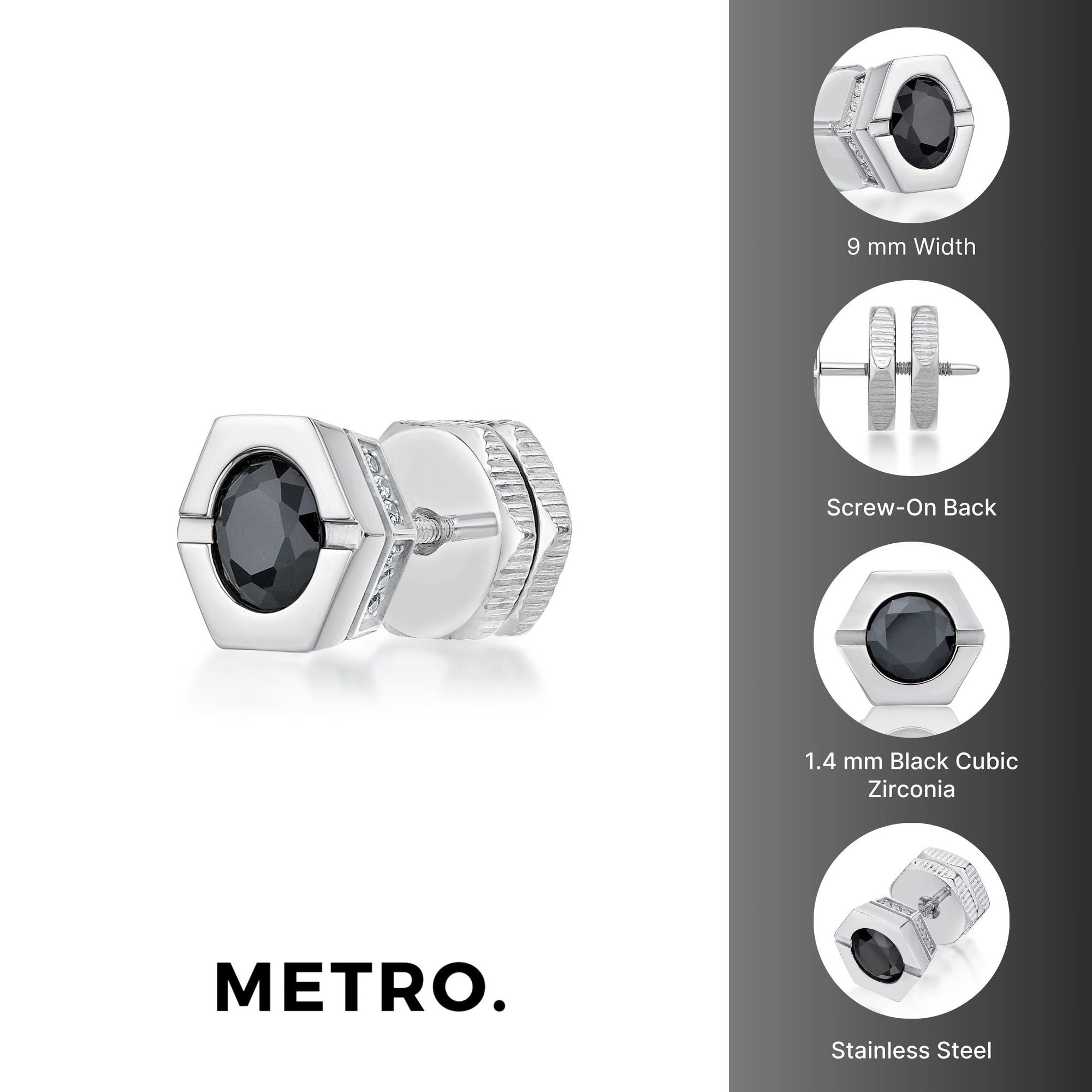 Hexagon Cubic Zirconia Stud Earrings