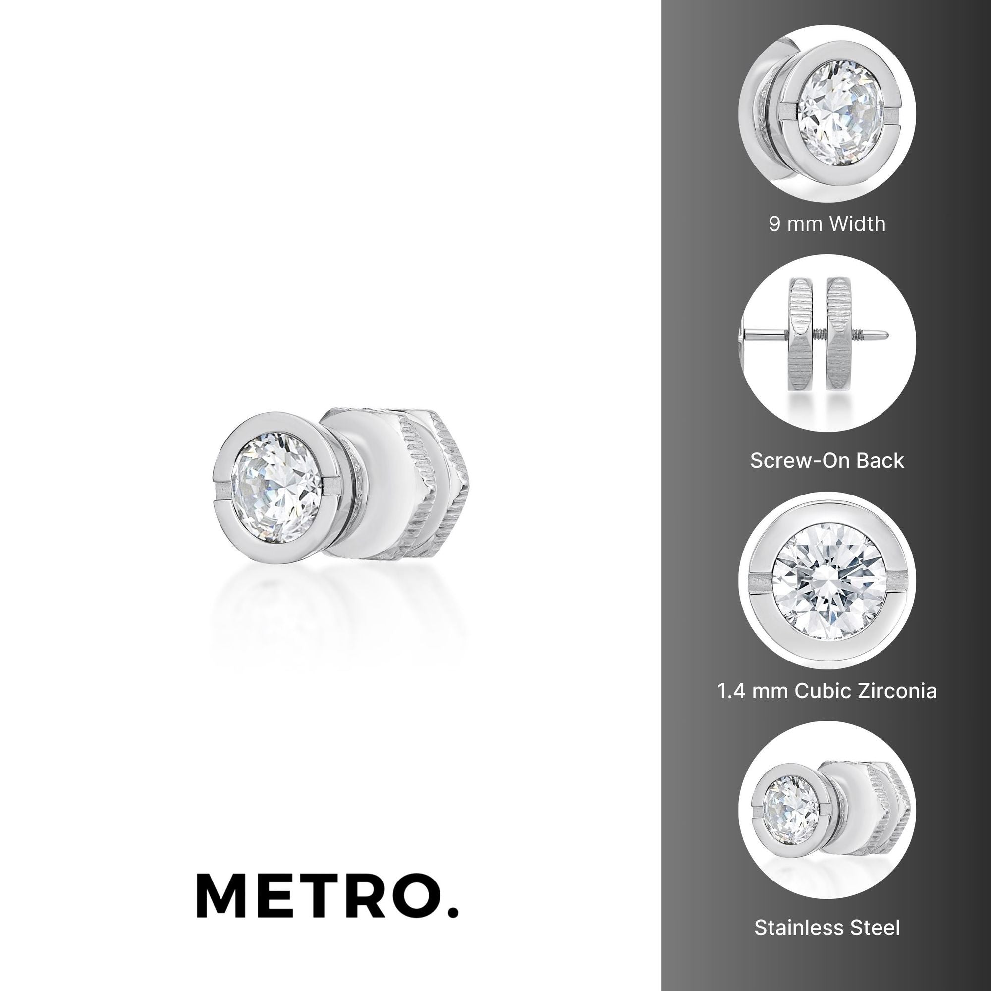 Round Cubic Zirconia Stud Earrings