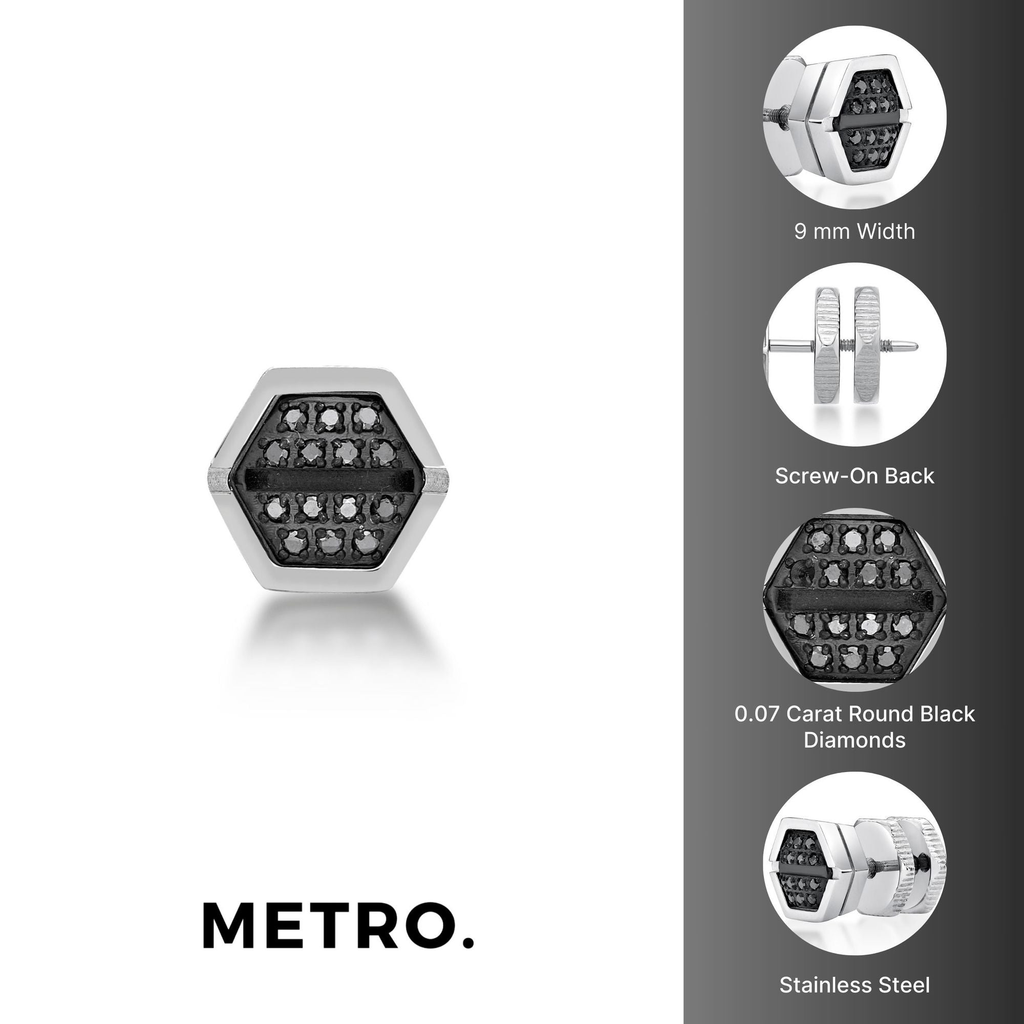 Hexagon Diamond Stud Earrings