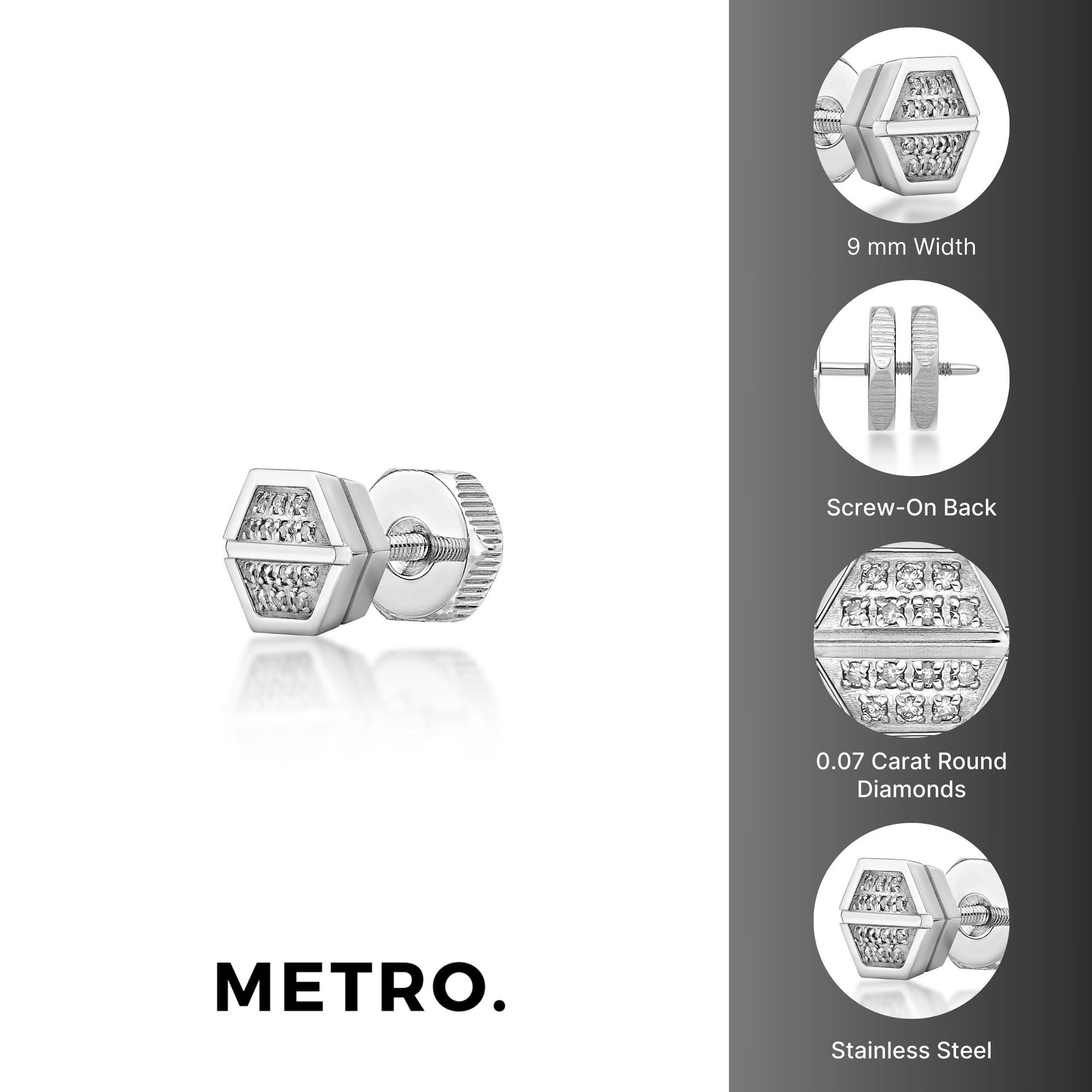 Hexagon Diamond Stud Earrings