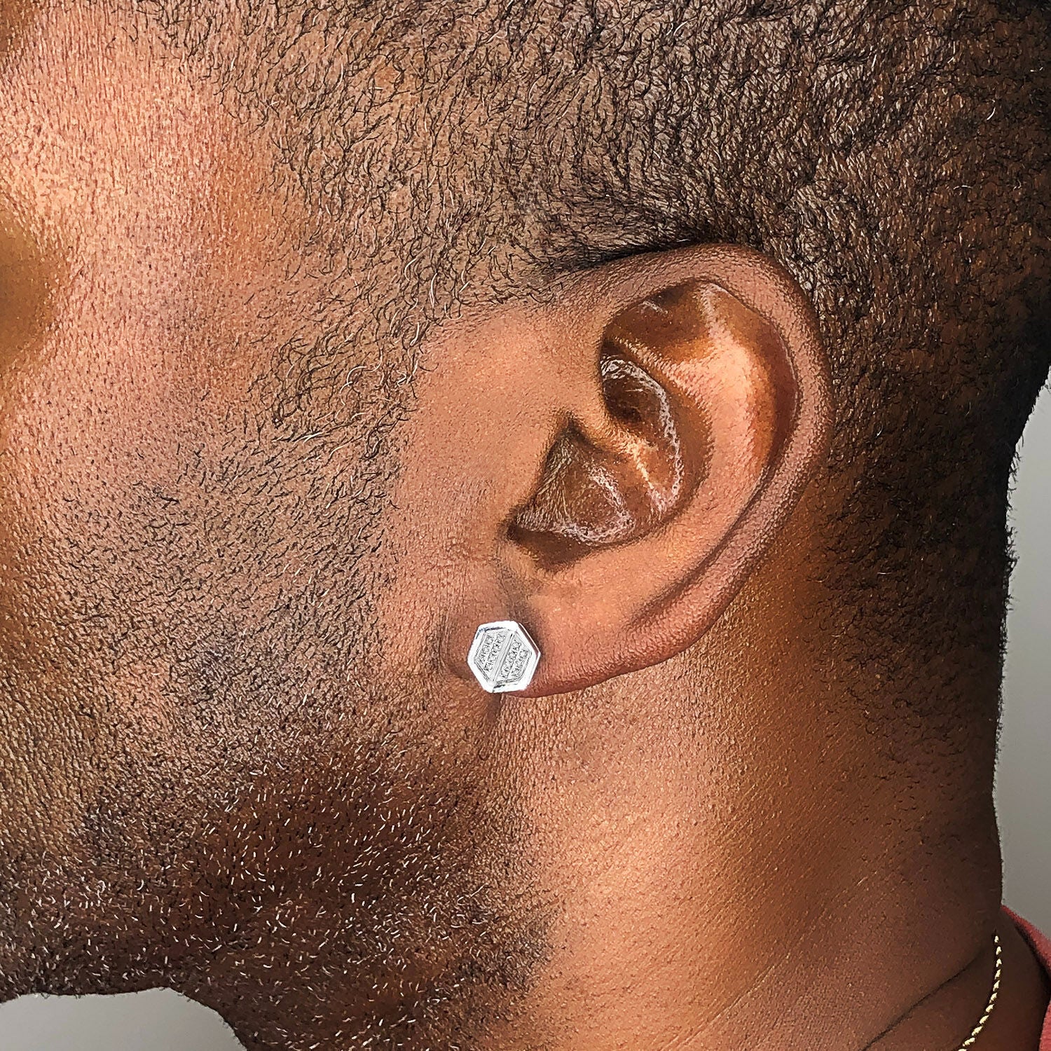 Hexagon Diamond Stud Earrings