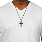 Ridged Cross Pendant in Black Ion Plated Stainless Steel