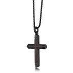 Ebony Wood and Stainless Steel Cross Pendant