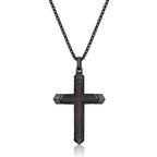 Ebony Wood and Stainless Steel Cross Pendant