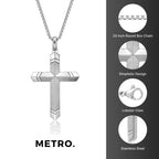 Ridged Cross Pendant in Stainless Steel