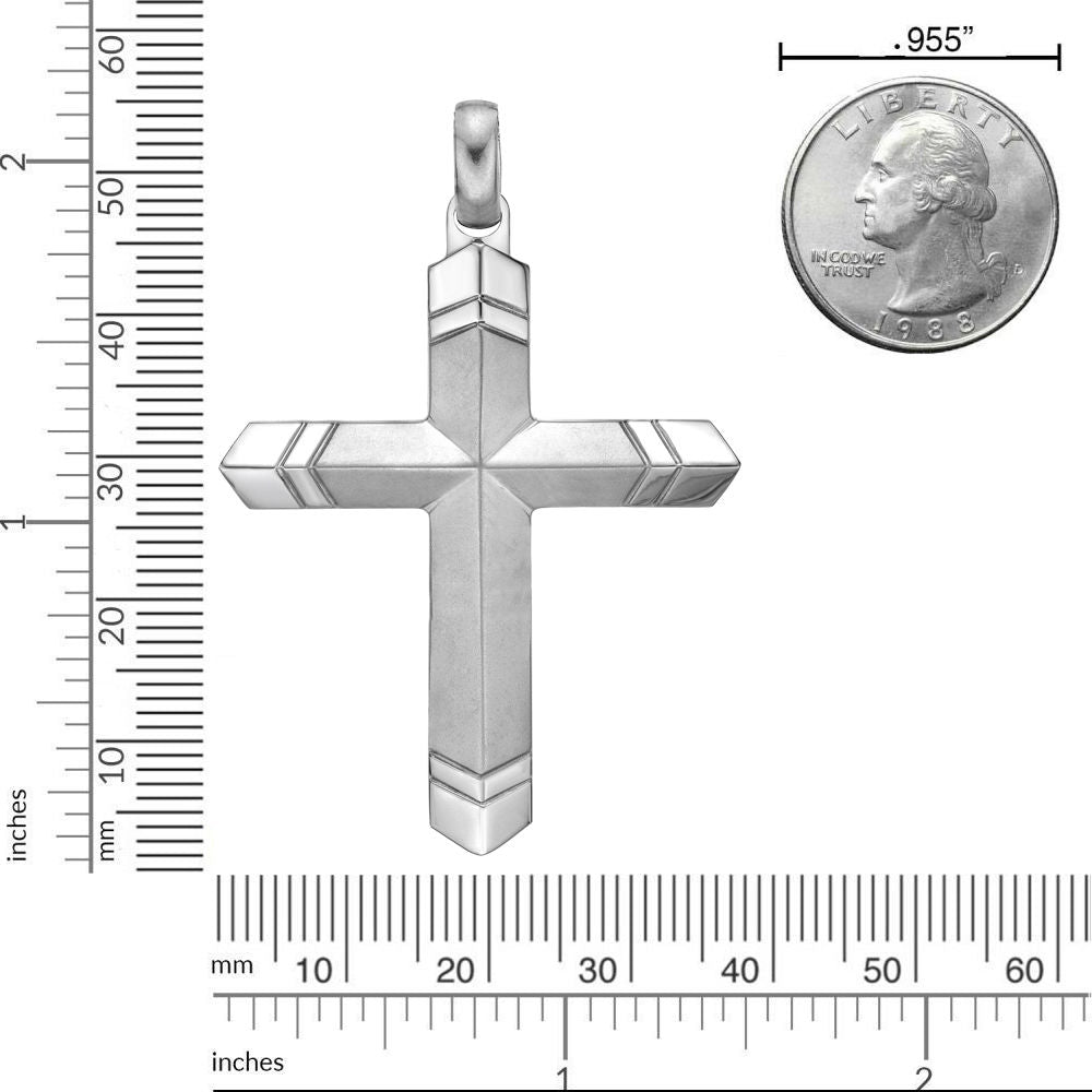 Ridged Cross Pendant in Stainless Steel