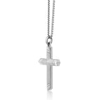 Ridged Cross Pendant in Stainless Steel
