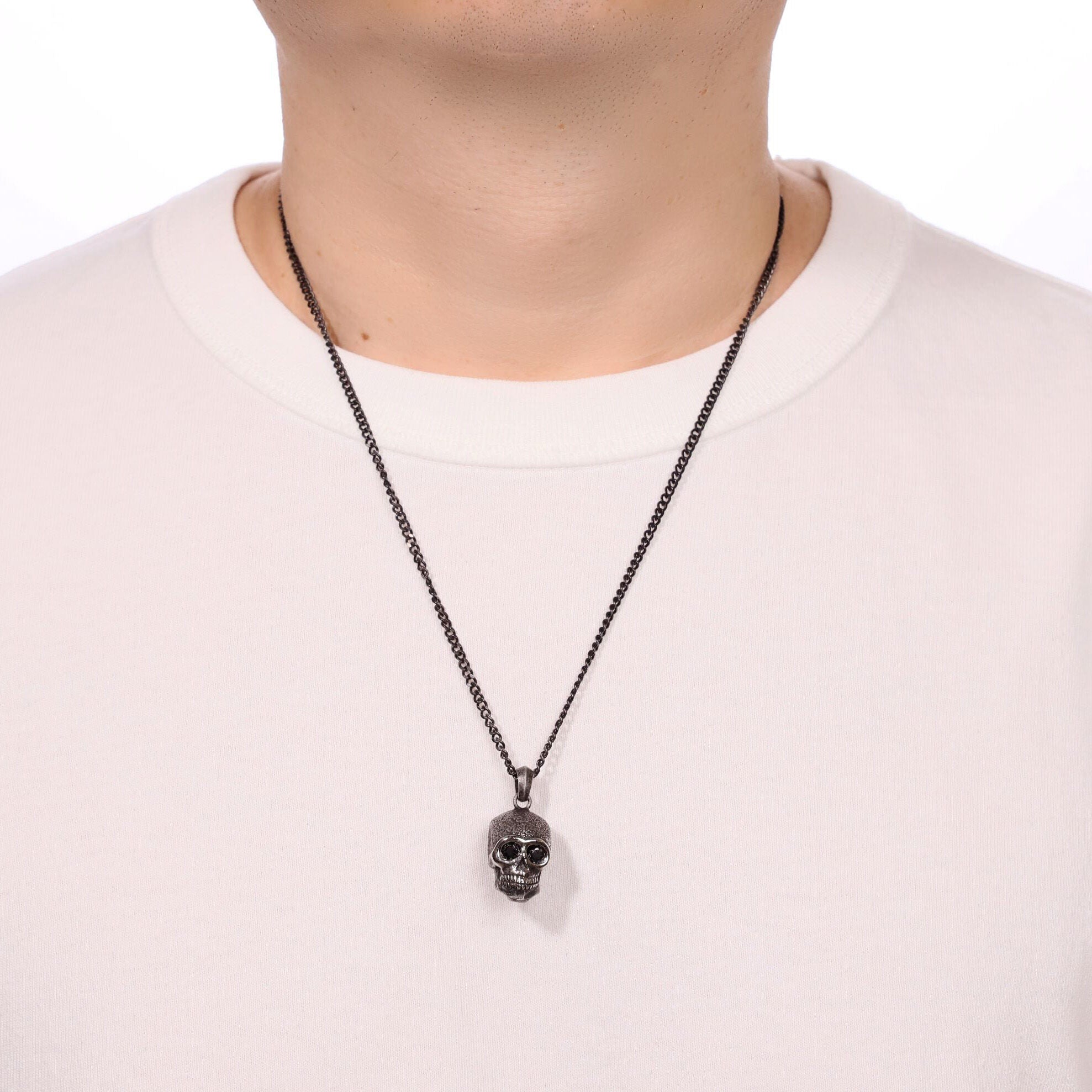 Black Cubic Zirconia Skull Pendant