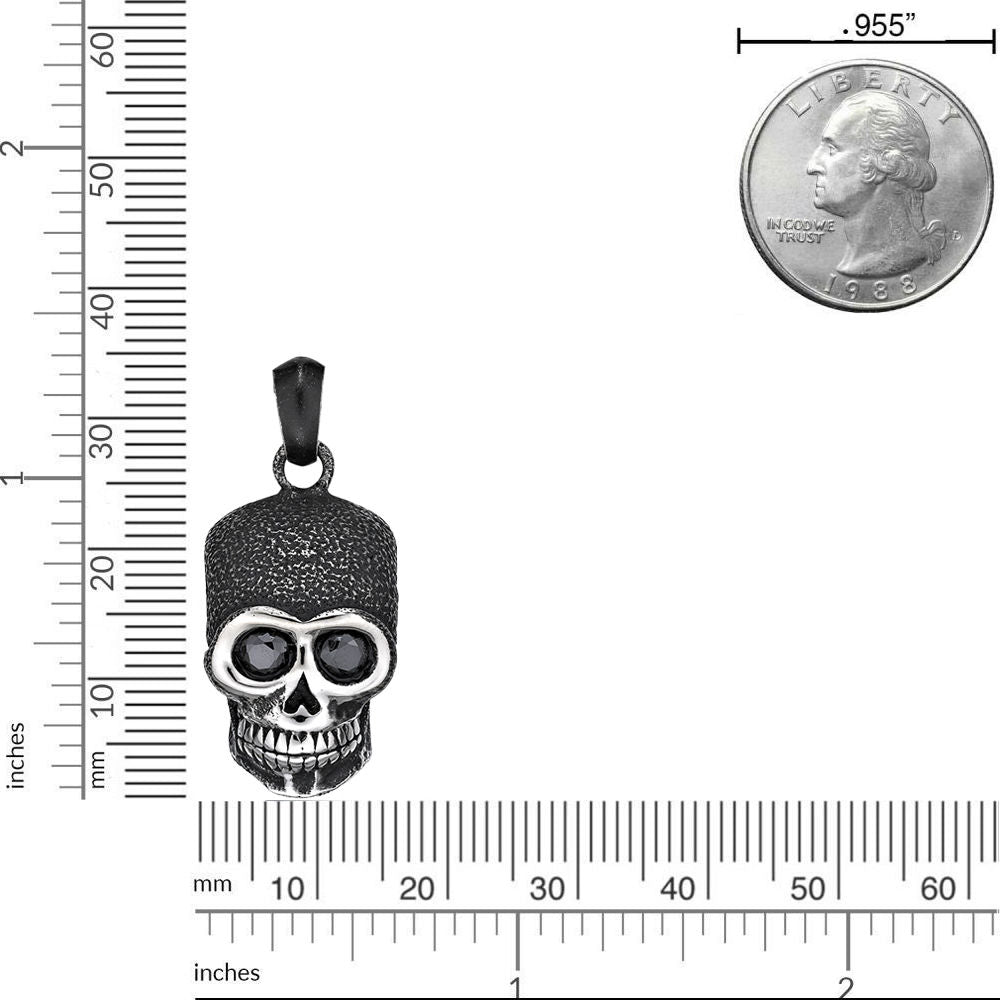 Black Cubic Zirconia Skull Pendant