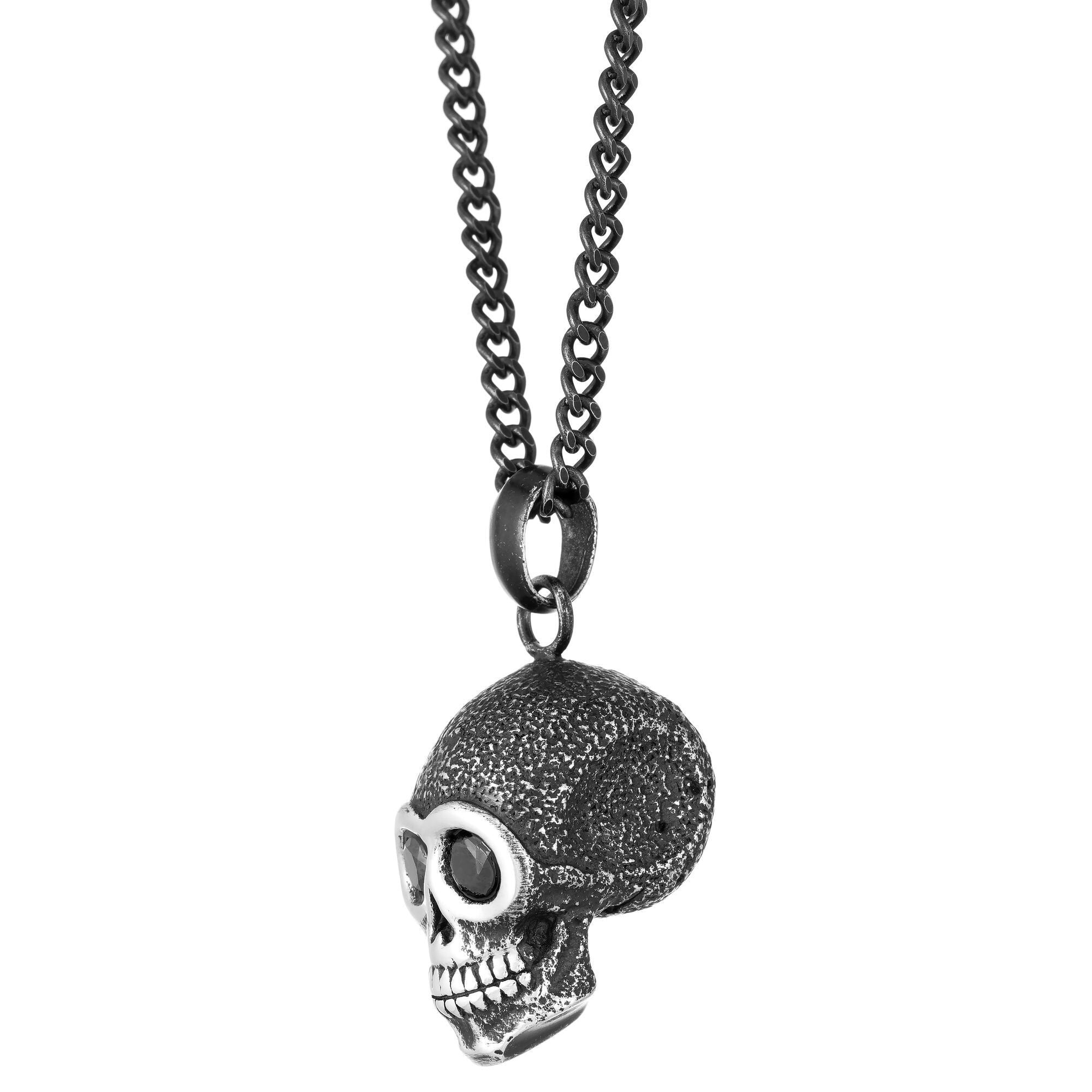 Black Cubic Zirconia Skull Pendant