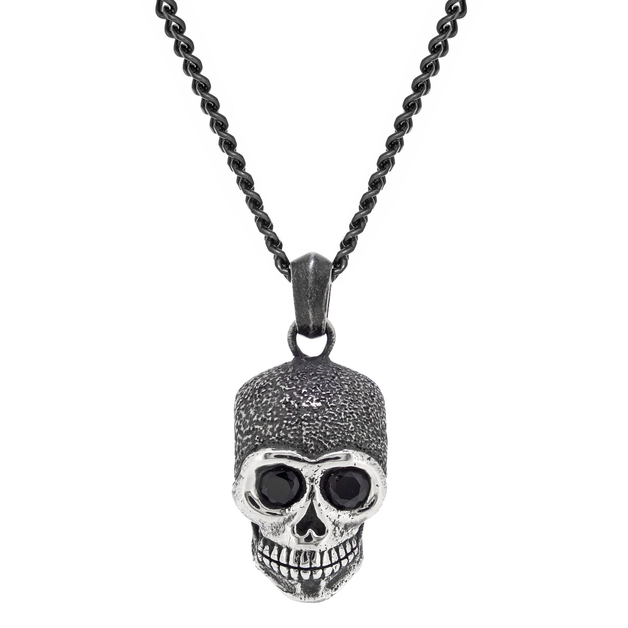 Black Cubic Zirconia Skull Pendant