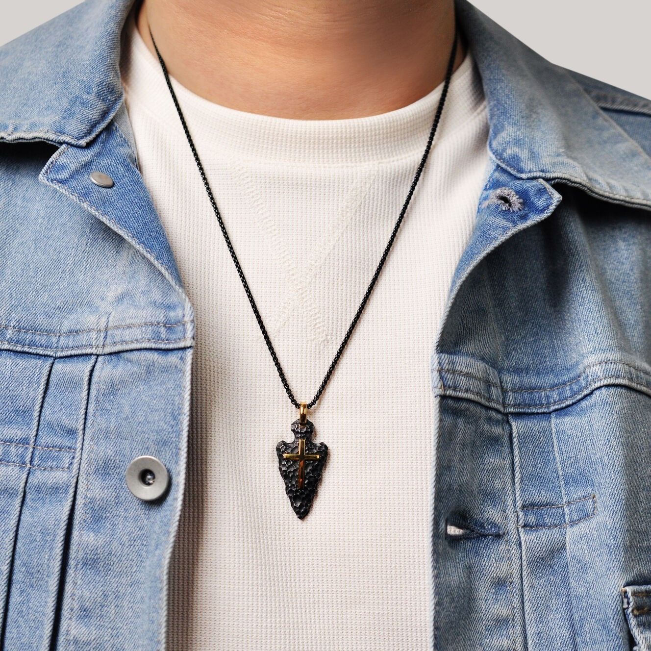 Hammered Arrow Head Cross Pendant