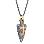 Hammered Arrow Head Cross Pendant