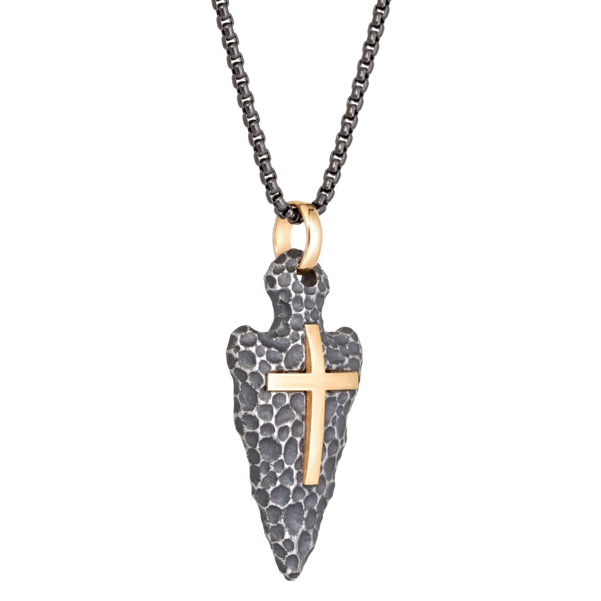 Hammered Arrow Head Cross Pendant