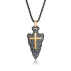 Hammered Arrow Head Cross Pendant
