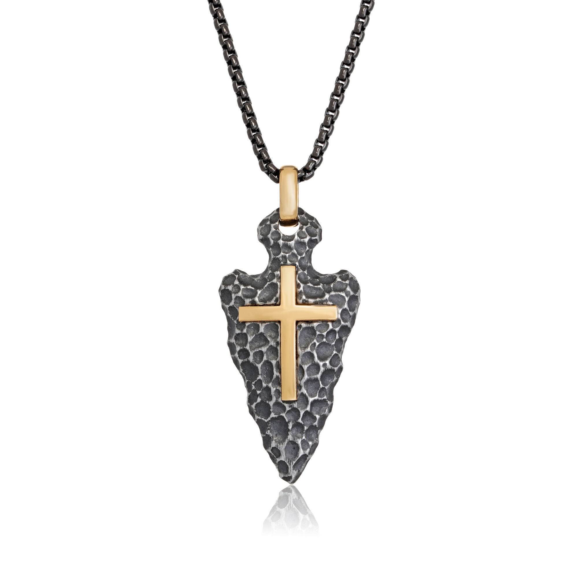 Hammered Arrow Head Cross Pendant