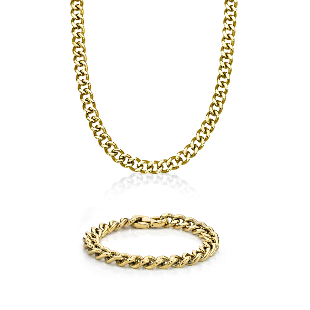 Thick Curb Chain Gift Set in Gold Ion Plated Stainless Steel, 22"