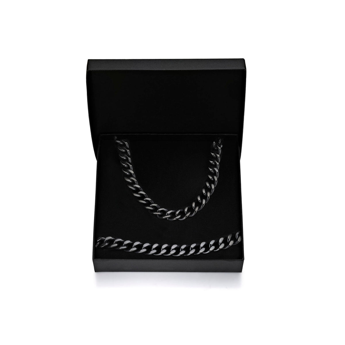 Thick Curb Chain Gift Set in Black Ion Plated Stainless Steel, 24"