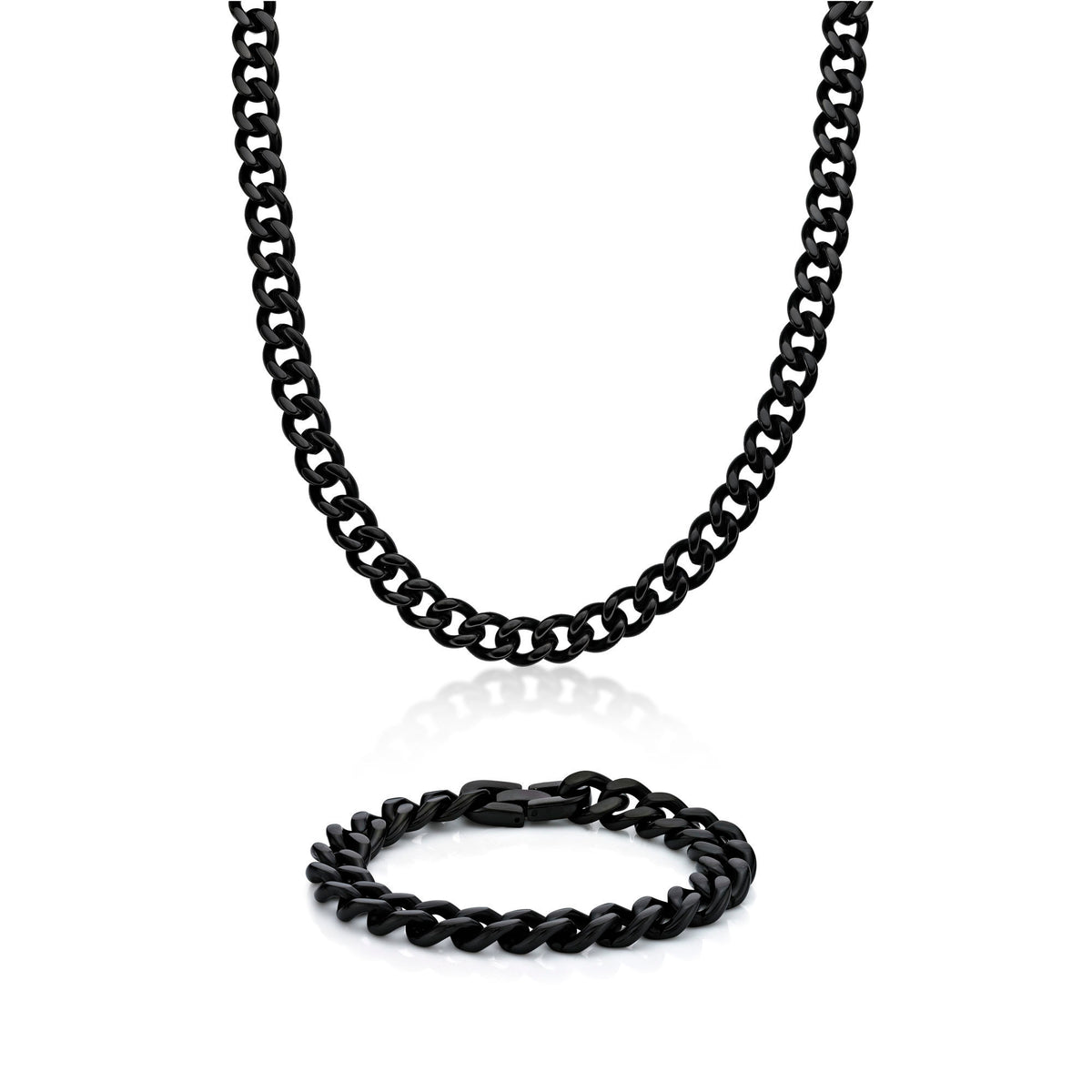 Thick Curb Chain Gift Set in Black Ion Plated Stainless Steel, 30"