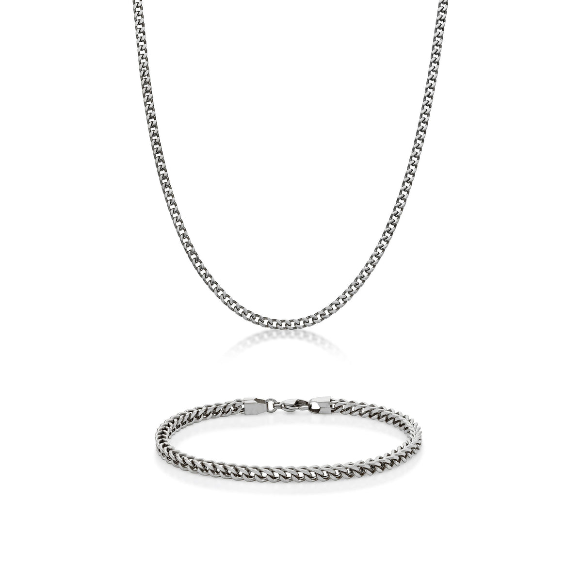 Thin Foxtail Chain Gift Set in Stainless Steel, 20"
