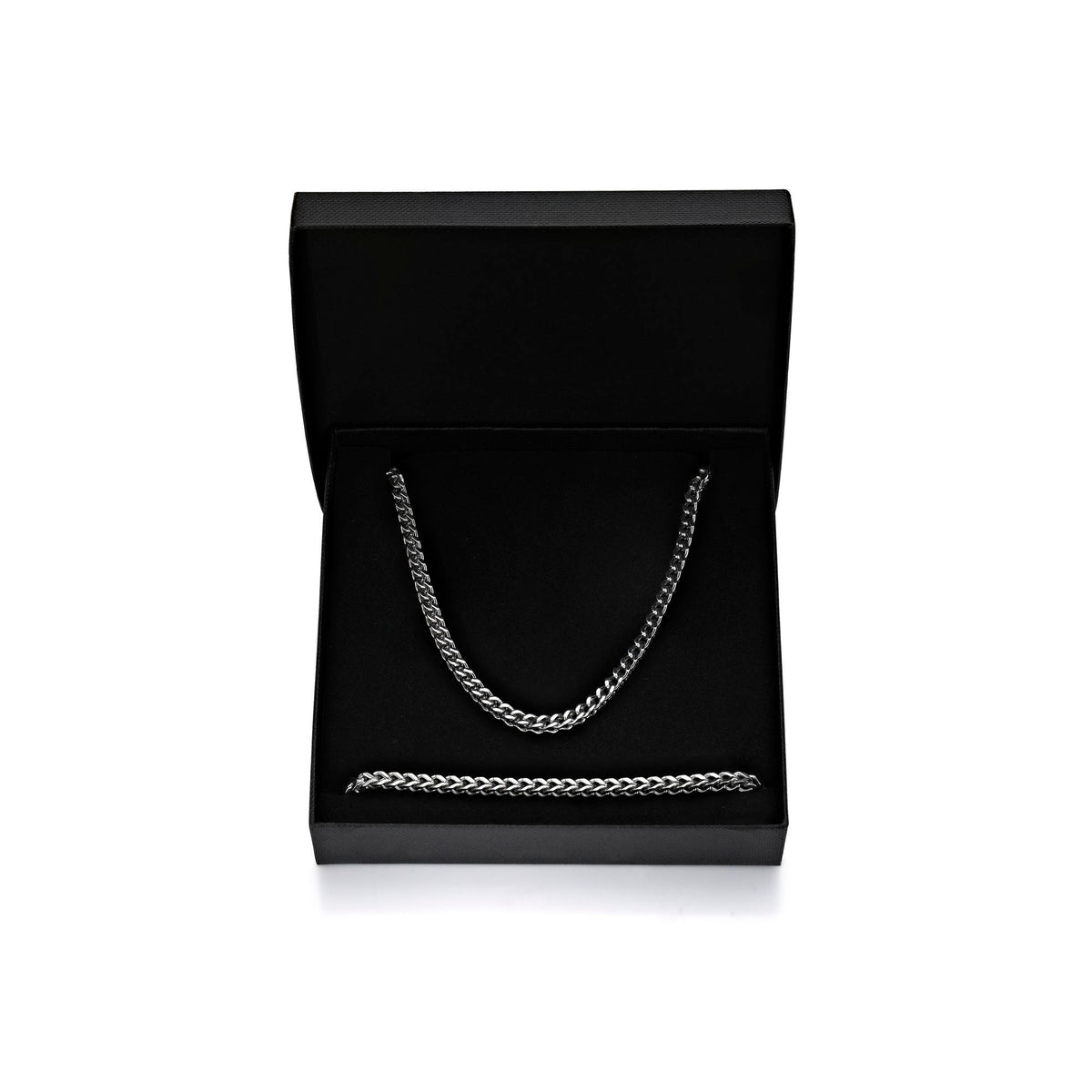 Thin Foxtail Chain Gift Set in Stainless Steel, 22"