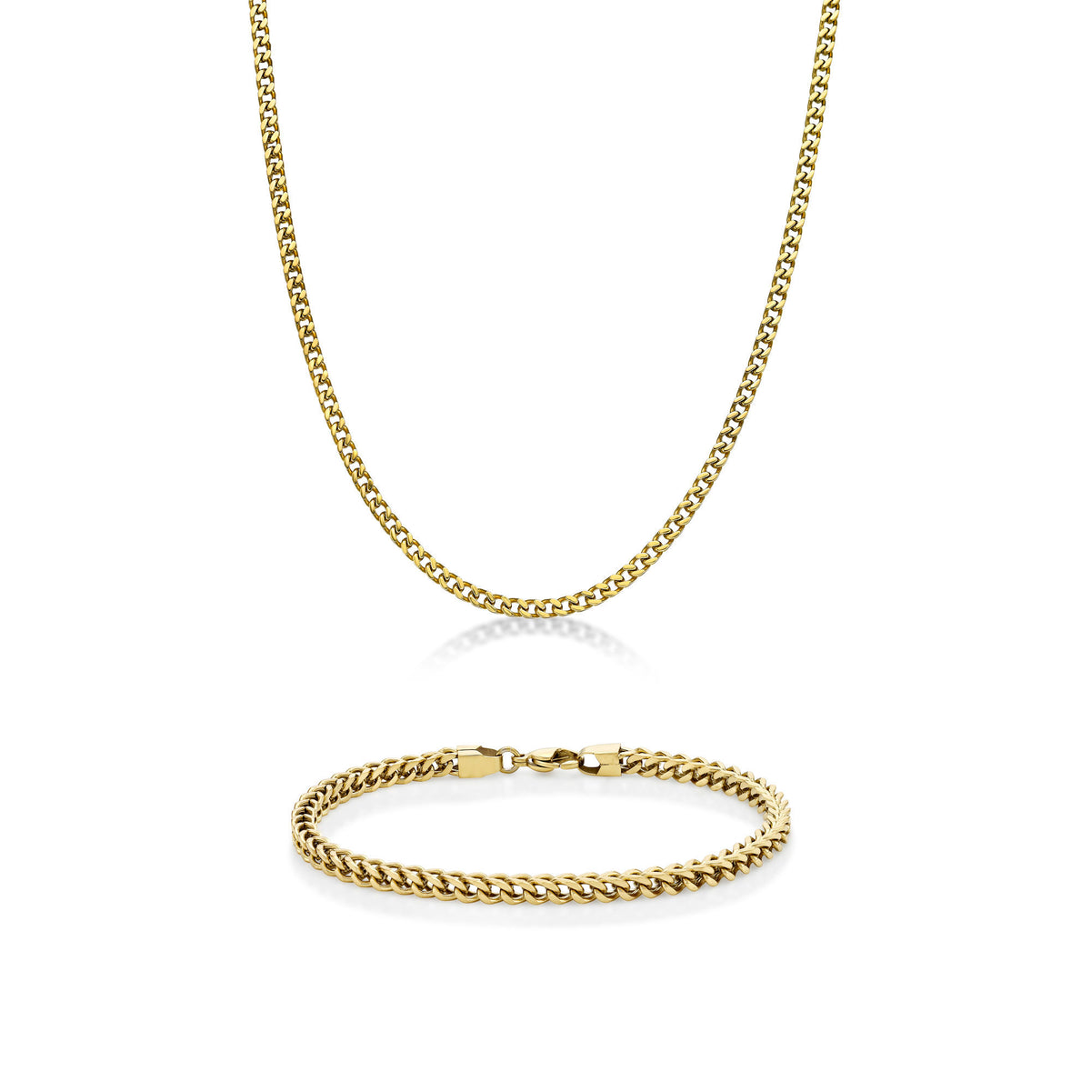 Thin Foxtail Chain Gift Set in Gold Ion Plated Stainless Steel, 30"