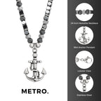 Hematite Anchor Pendant Necklace