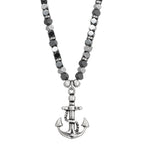 Hematite Anchor Pendant Necklace