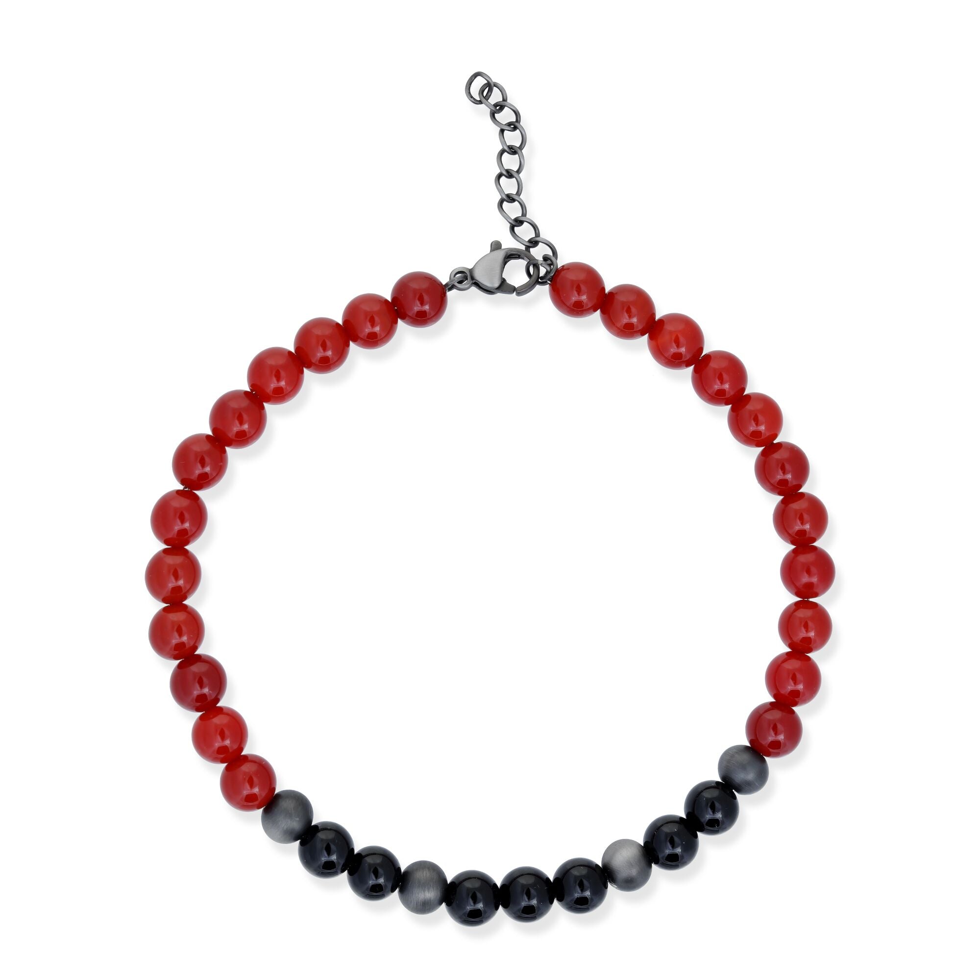 Read Acrylic and Black Agate Adjustable Beaded Bracelet