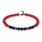 Read Acrylic and Black Agate Adjustable Beaded Bracelet