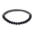 Matte Black Beaded Stretch Bracelet