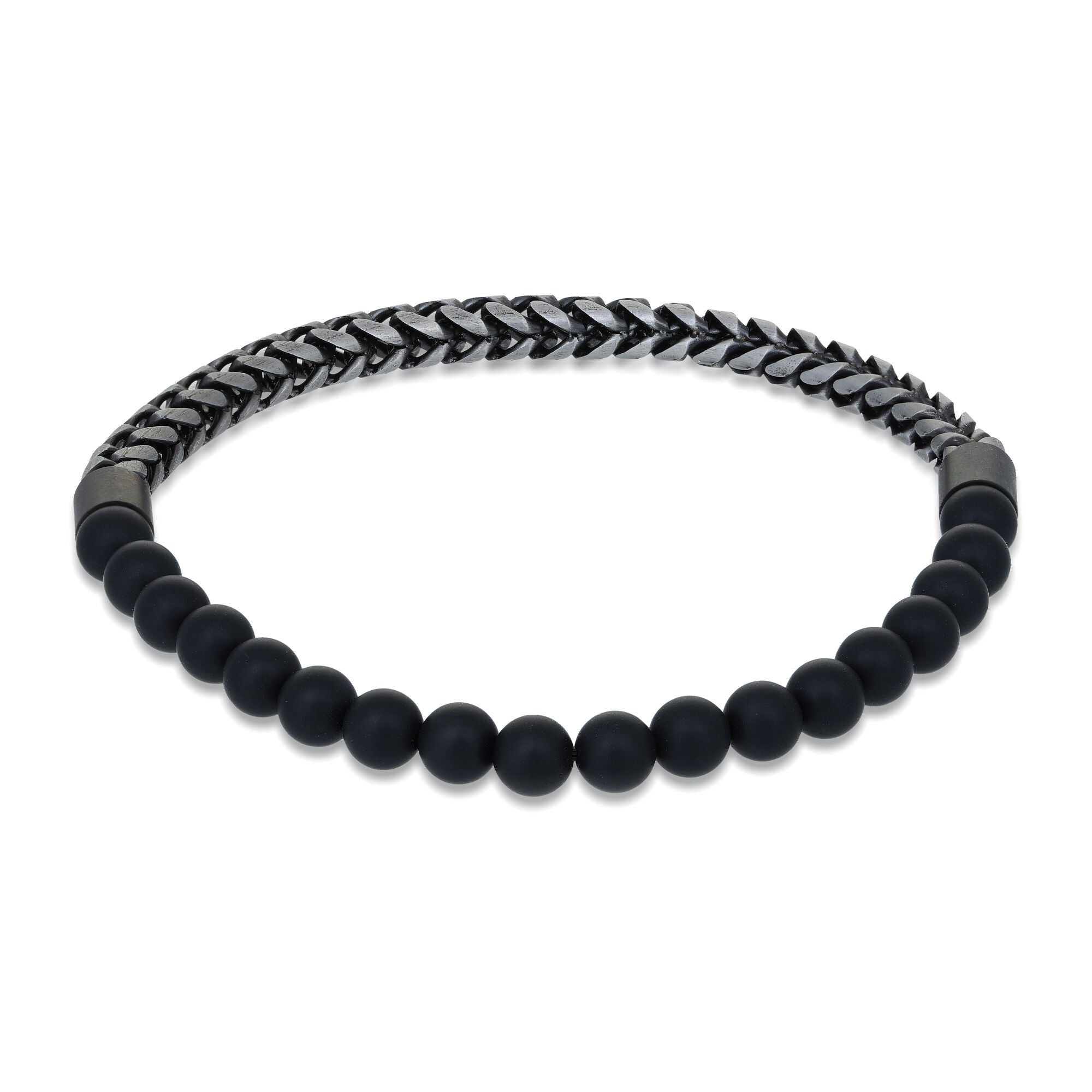 Matte Black Beaded Stretch Bracelet