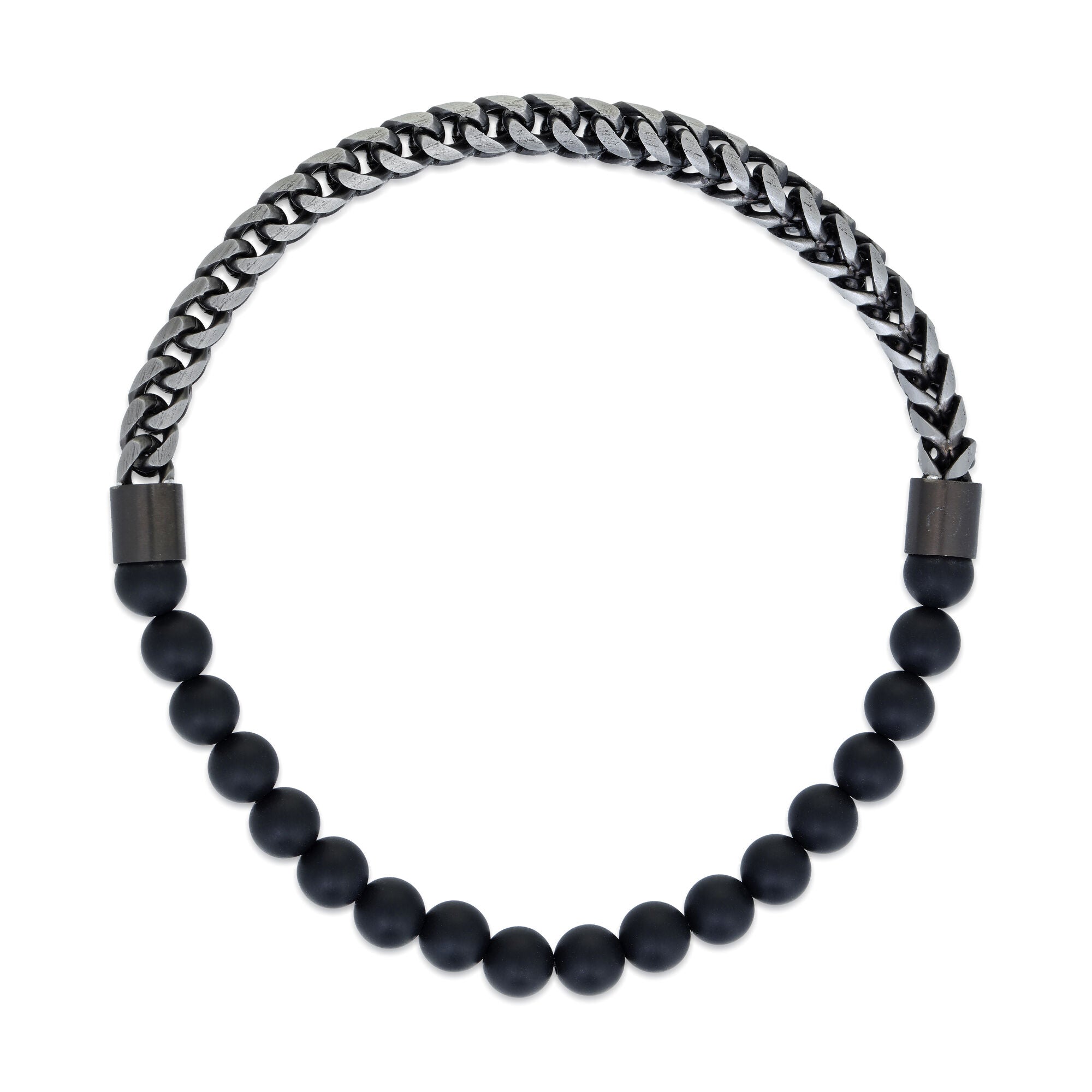 Matte Black Beaded Stretch Bracelet