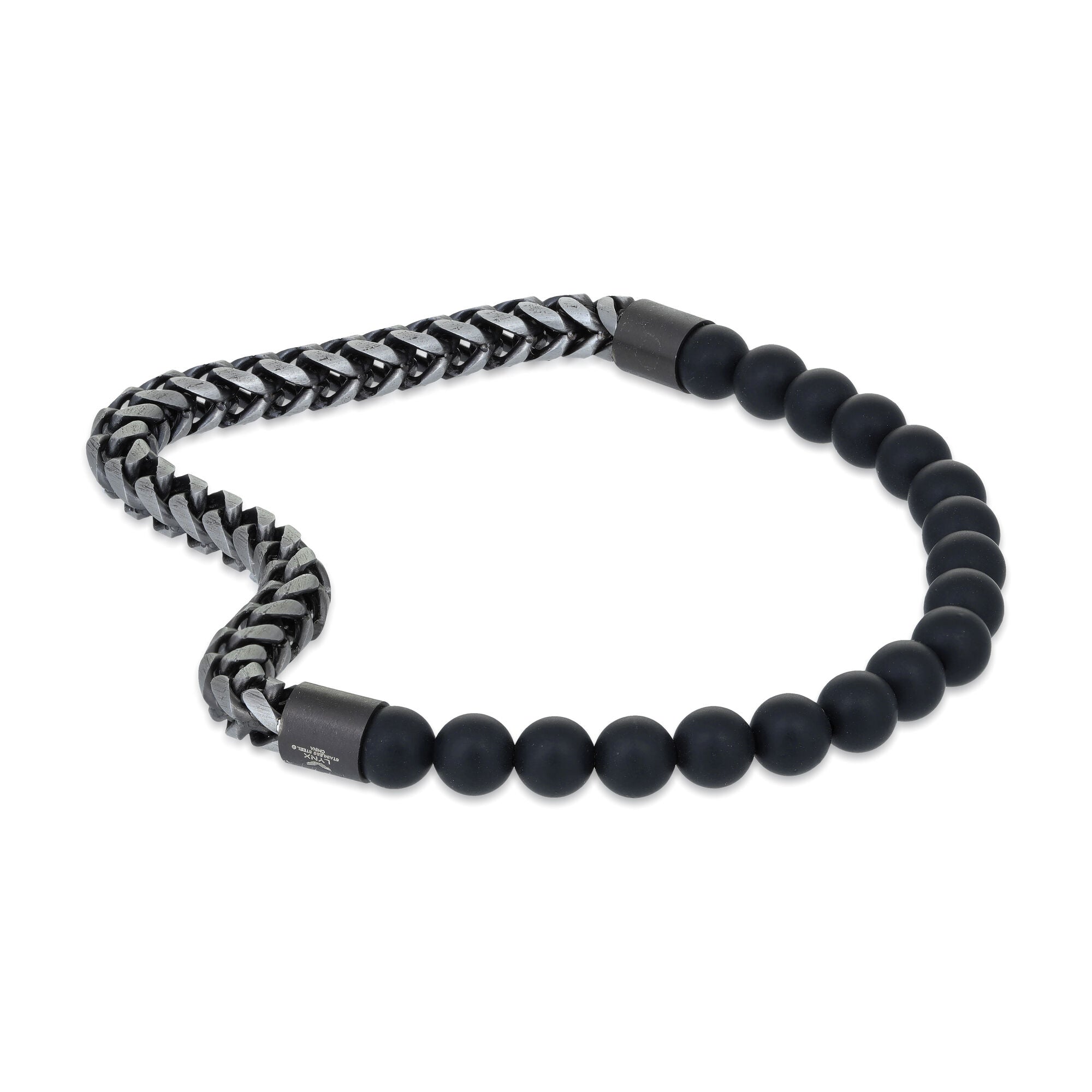 Matte Black Beaded Stretch Bracelet