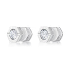 Hexagon Cubic Zirconia Stud Earrings