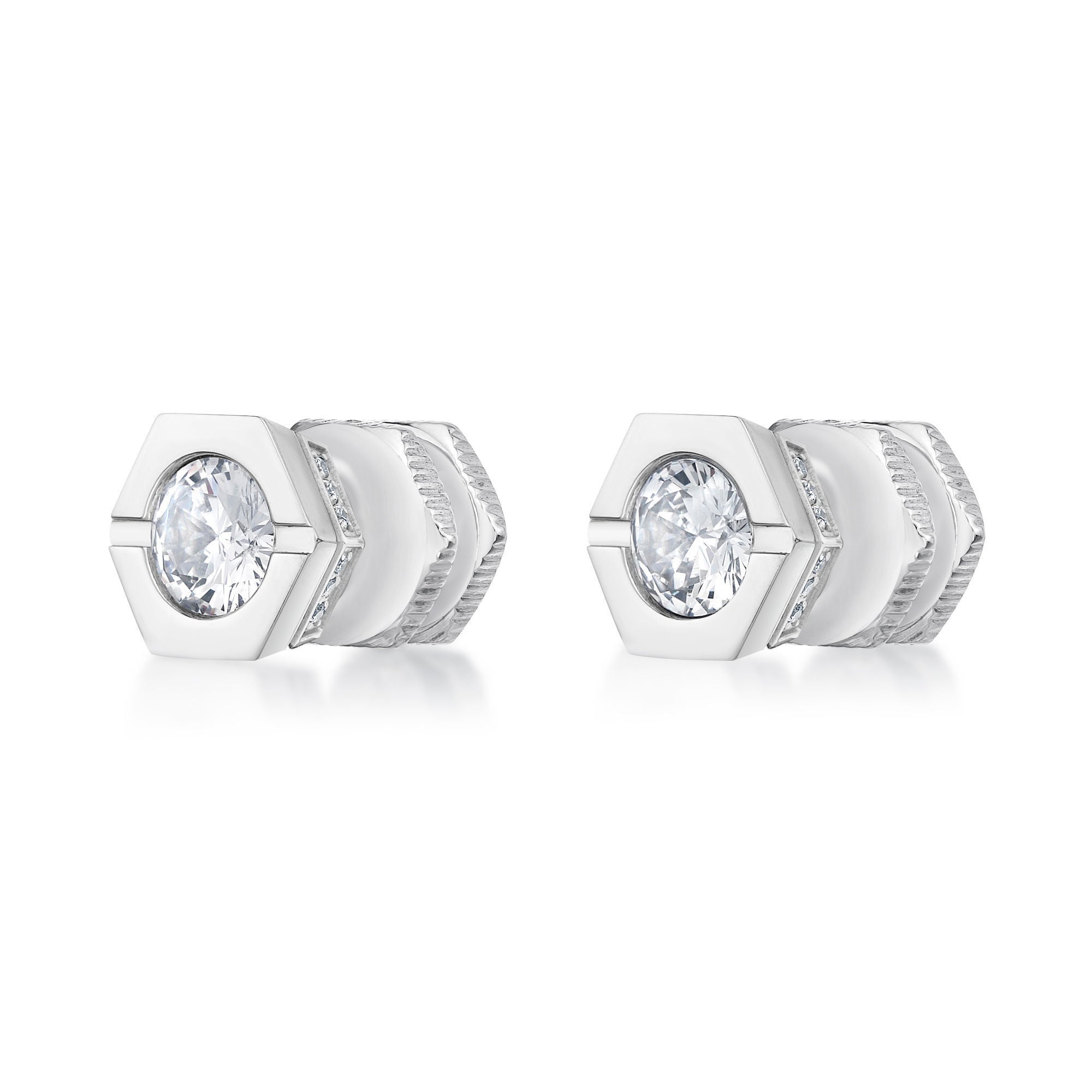 Hexagon Cubic Zirconia Stud Earrings