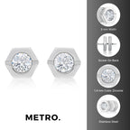 Hexagon Cubic Zirconia Stud Earrings