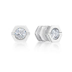 Hexagon Cubic Zirconia Stud Earrings