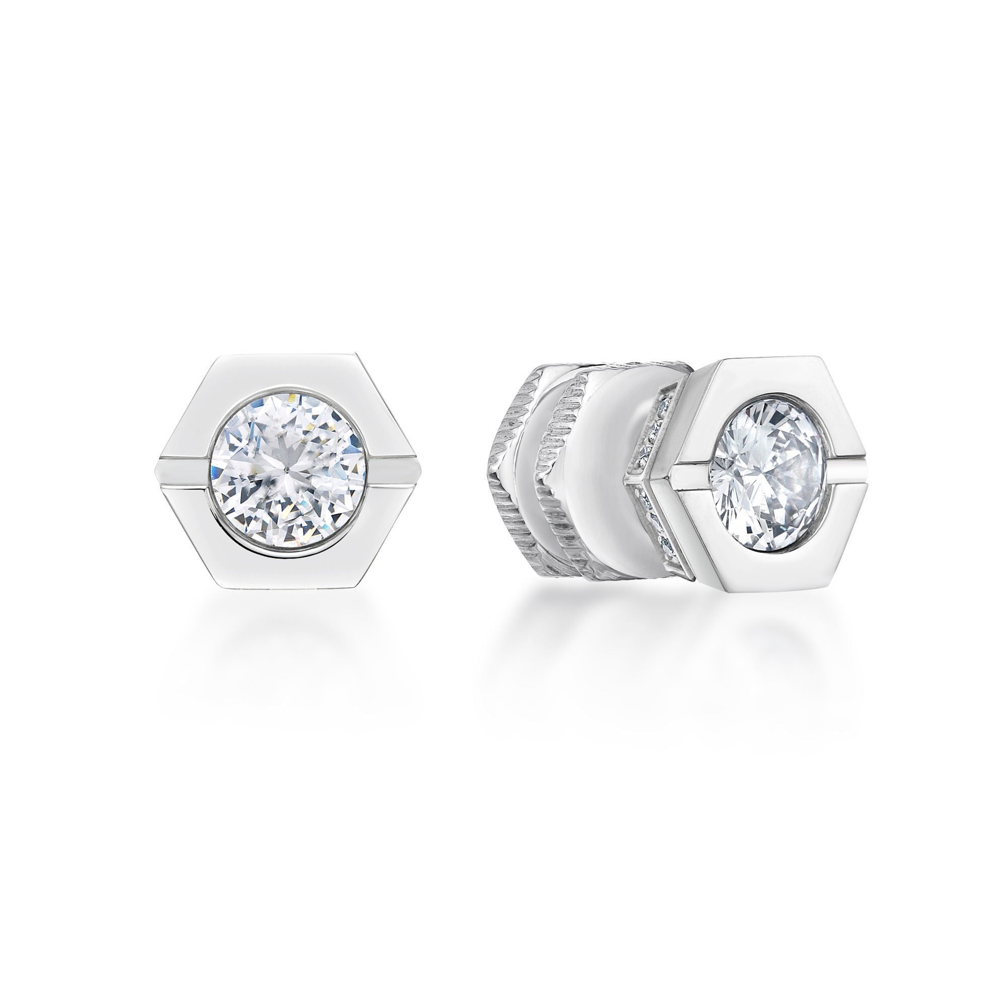 Hexagon Cubic Zirconia Stud Earrings