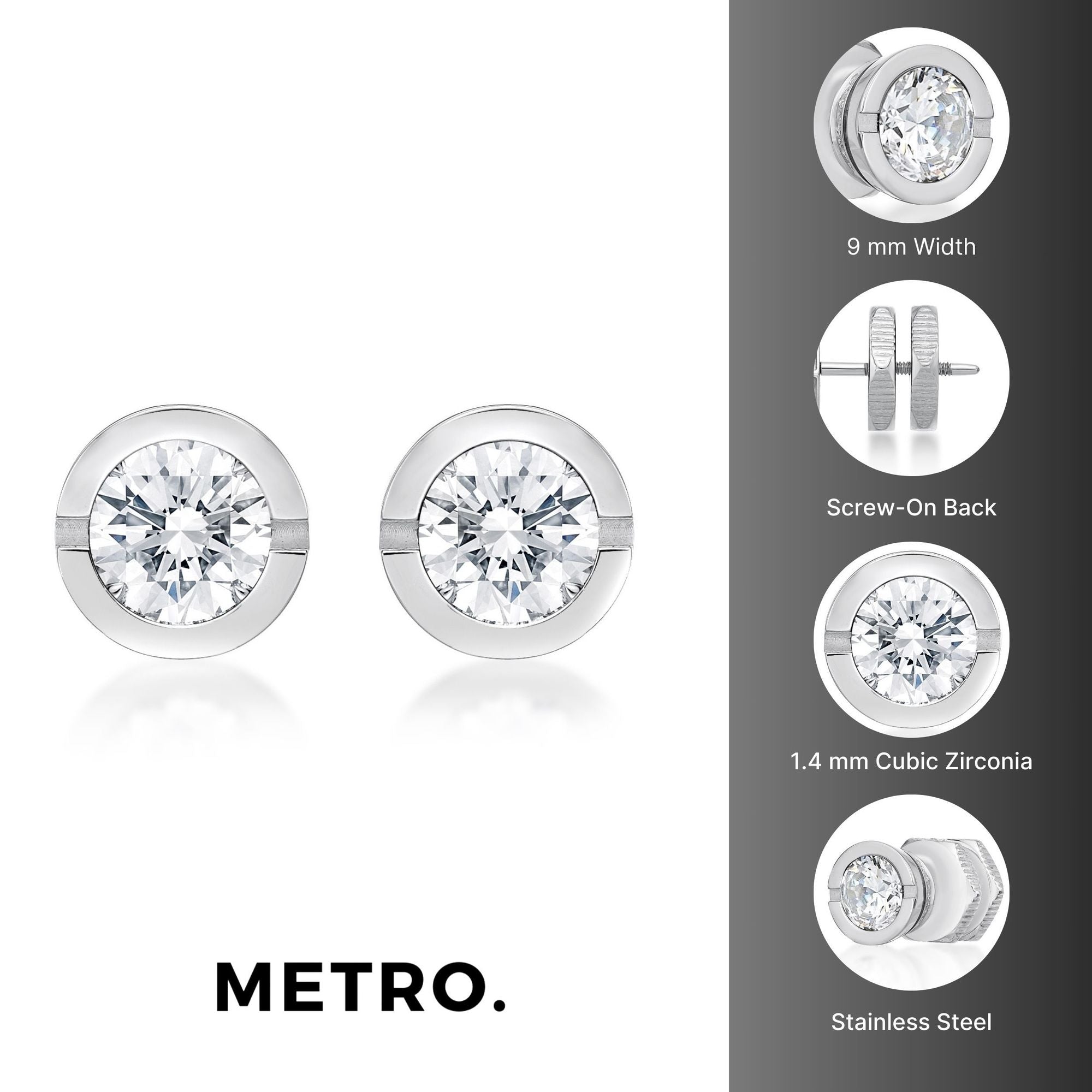 Round Cubic Zirconia Stud Earrings