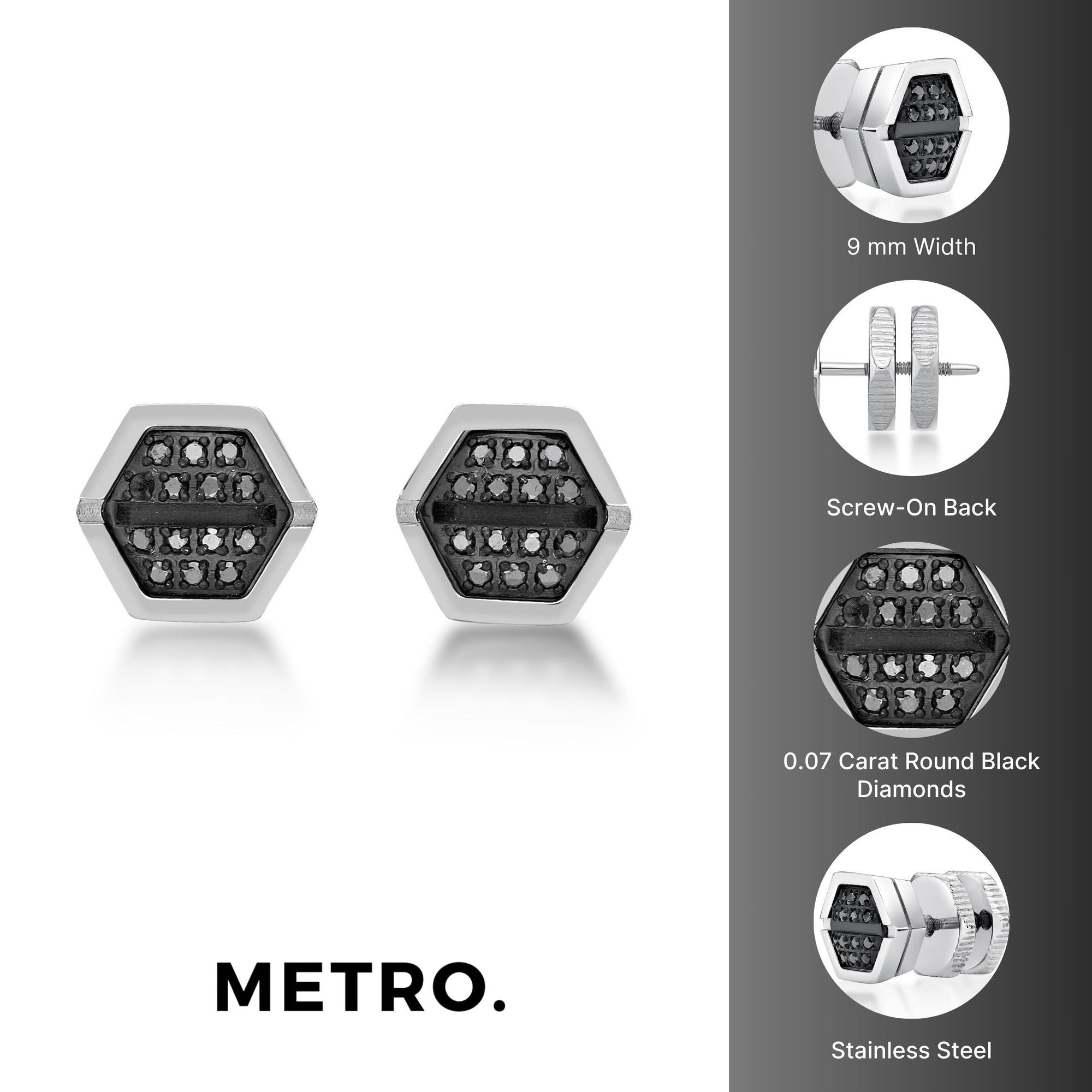 Hexagon Diamond Stud Earrings