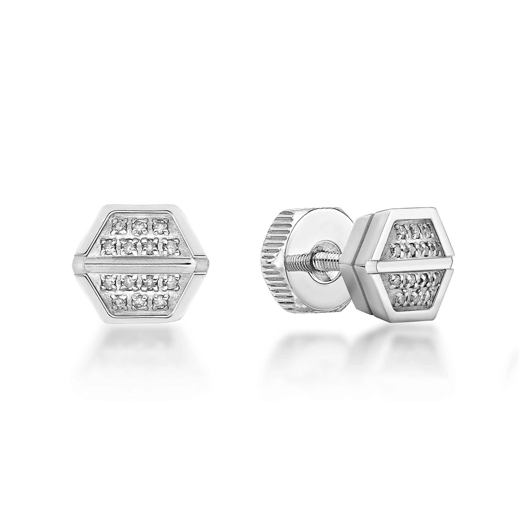 Hexagon Diamond Stud Earrings