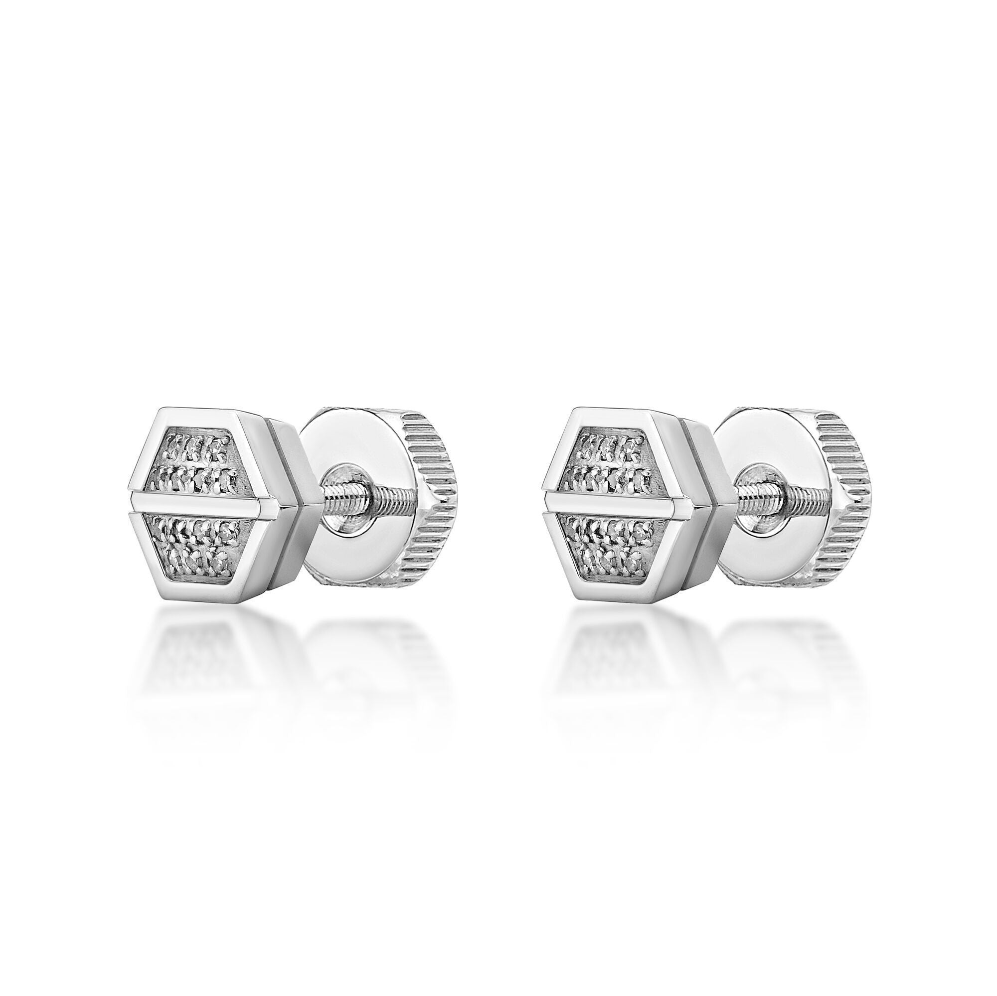 Hexagon Diamond Stud Earrings