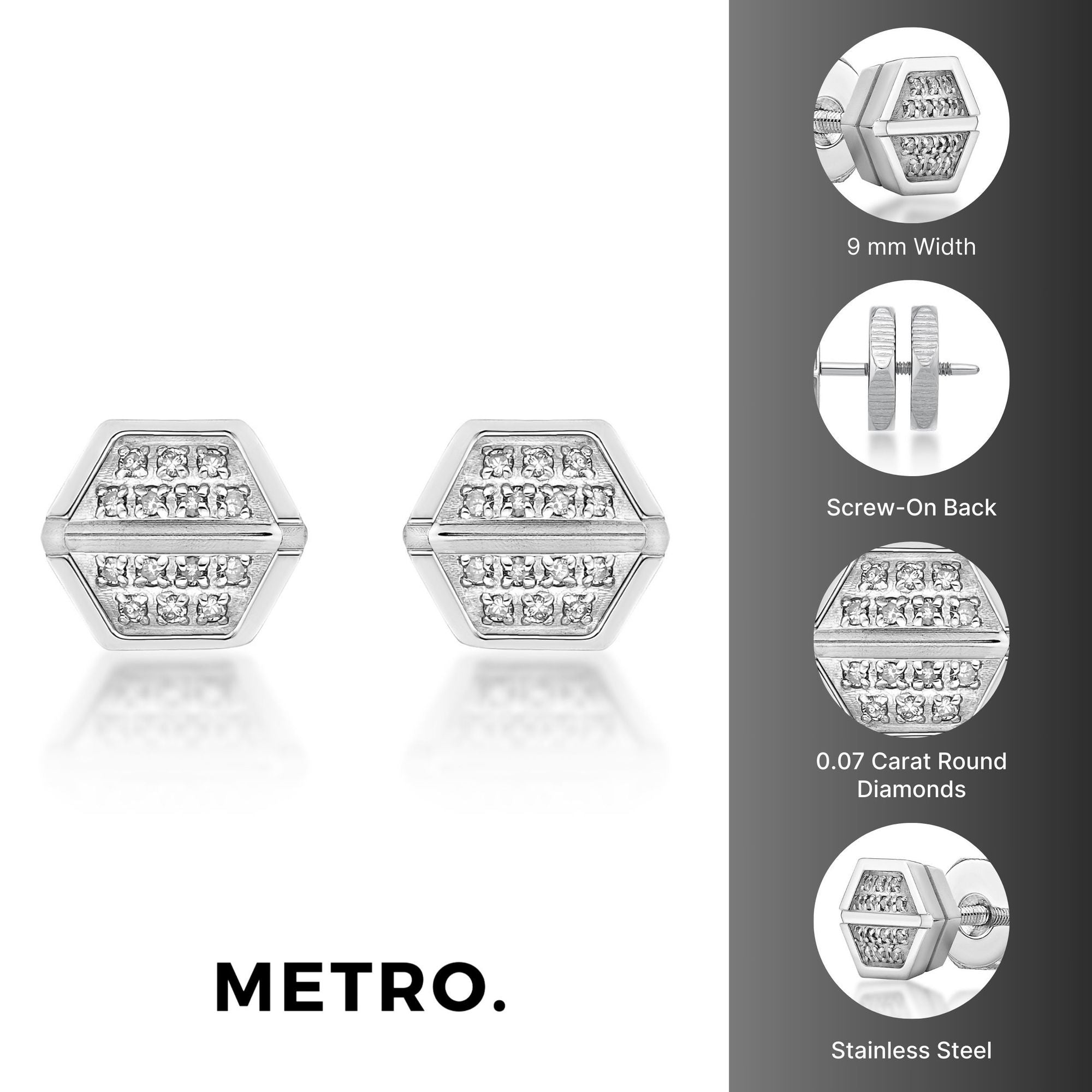 Hexagon Diamond Stud Earrings