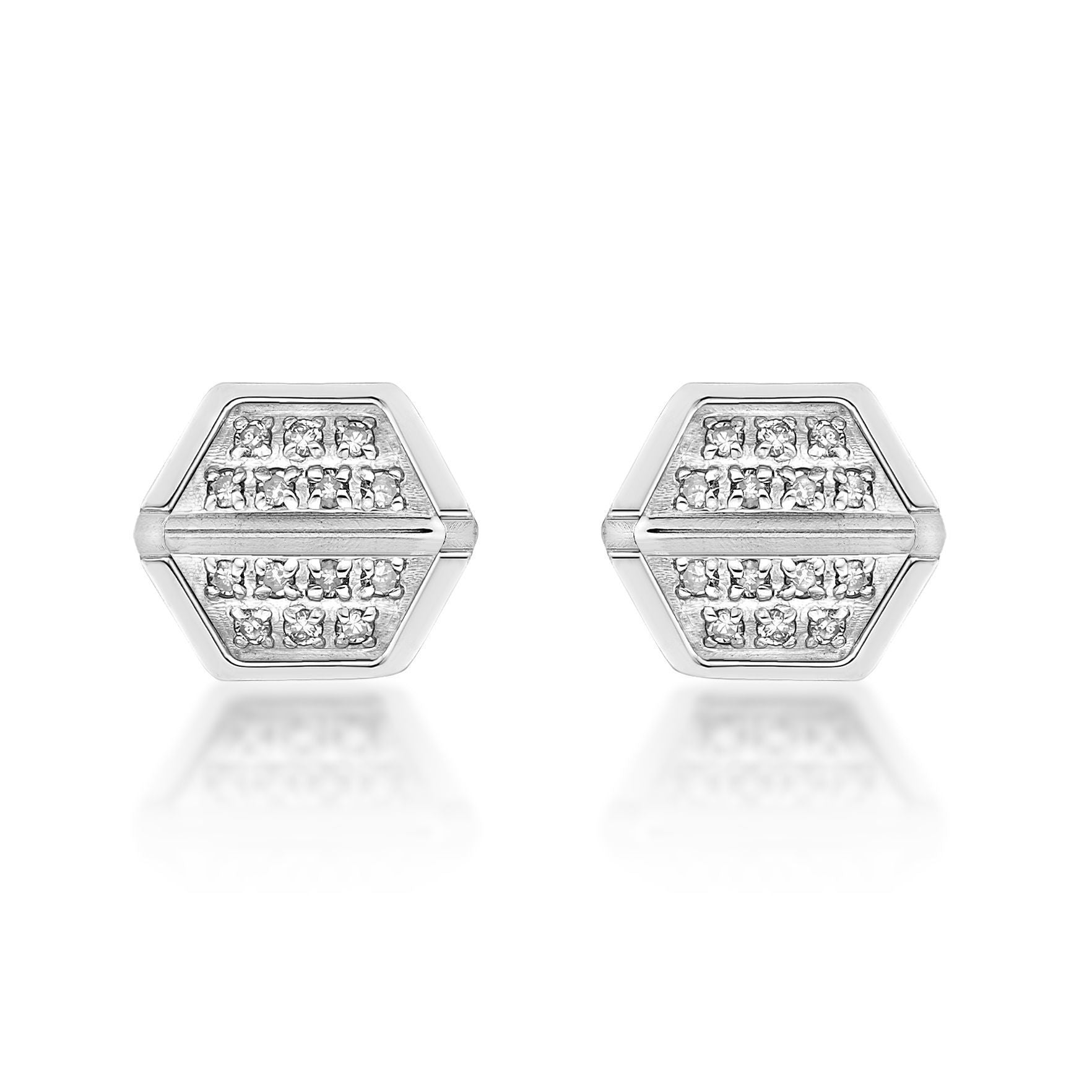 Hexagon Diamond Stud Earrings