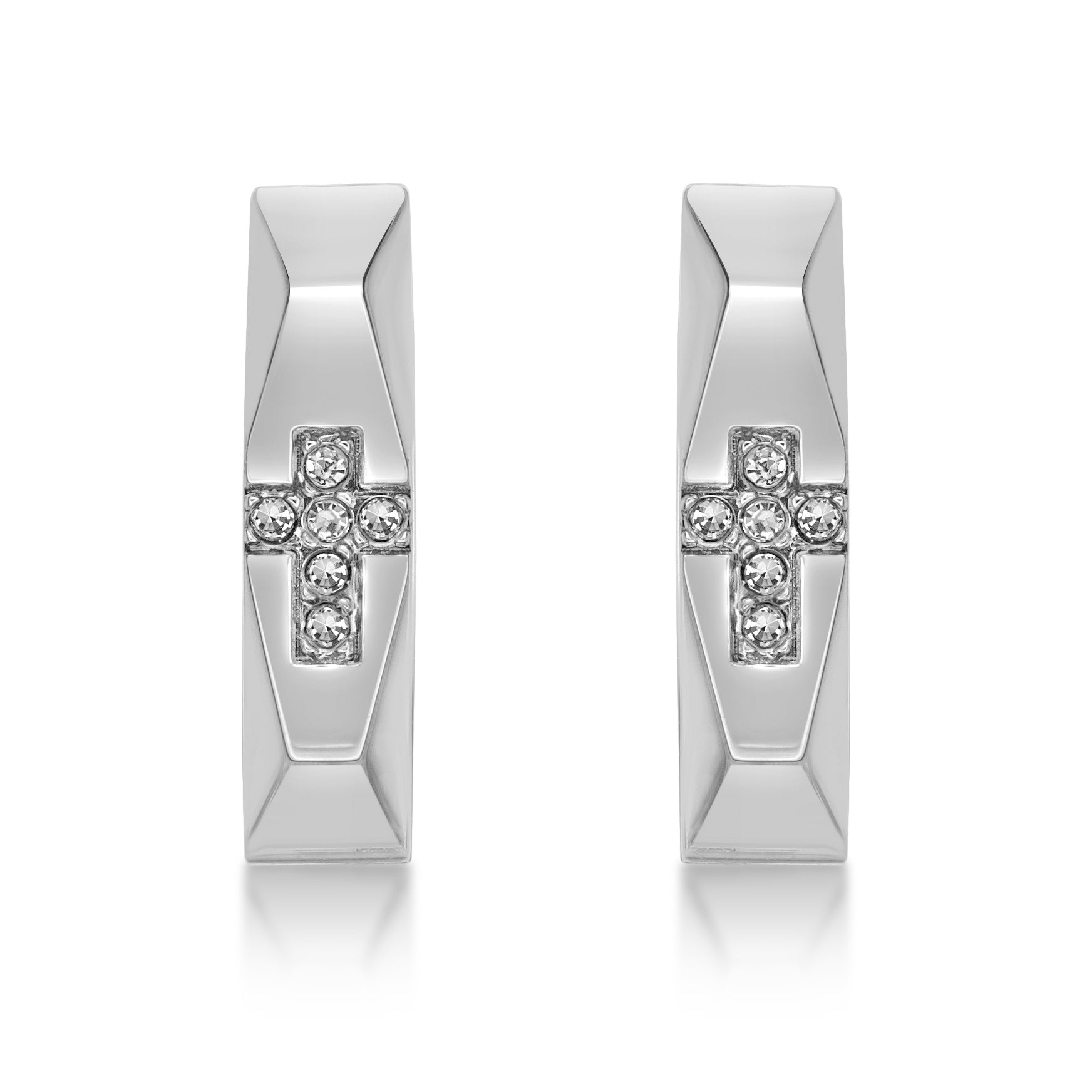 Cross Cubic Zirconia Hoop Earrings