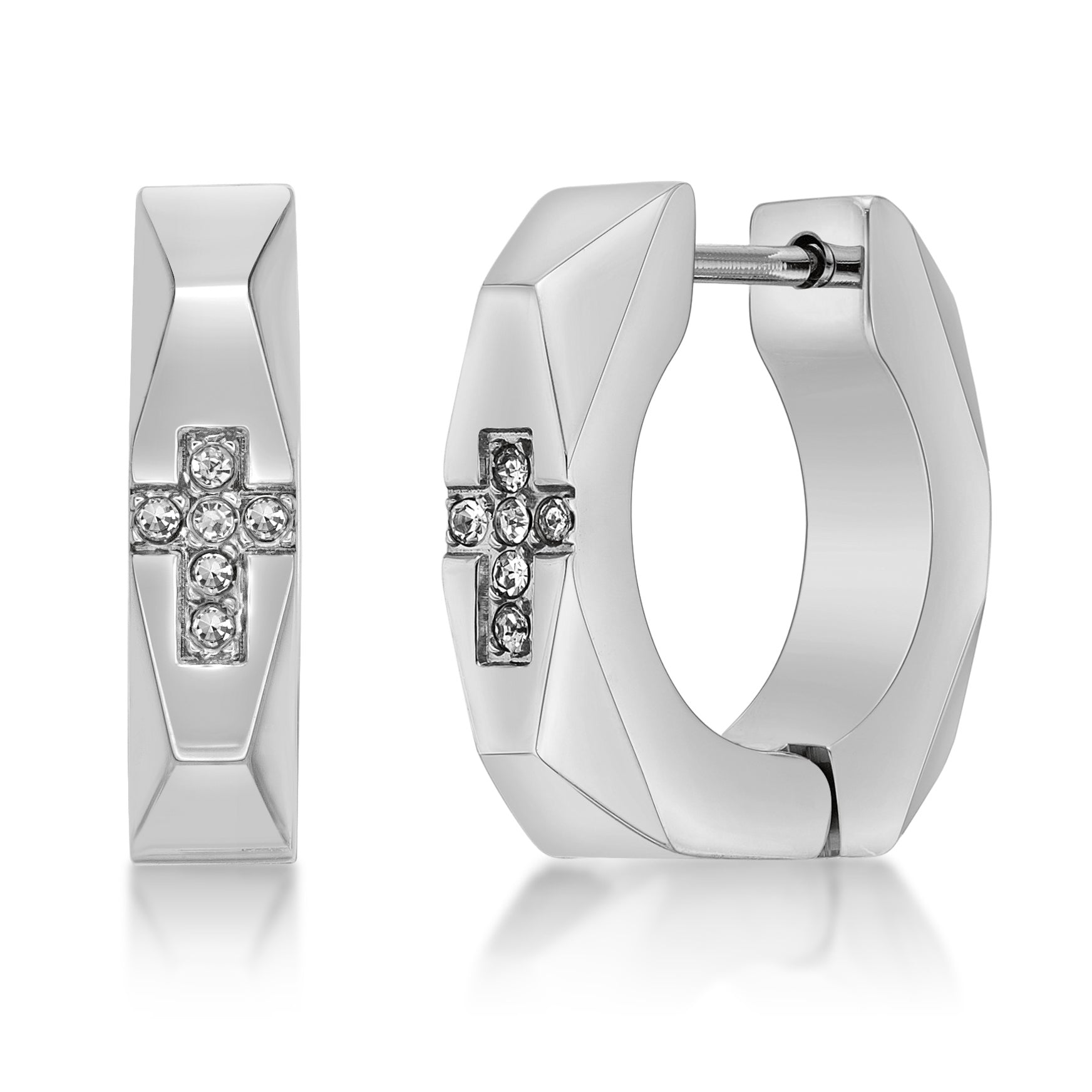 Cross Cubic Zirconia Hoop Earrings