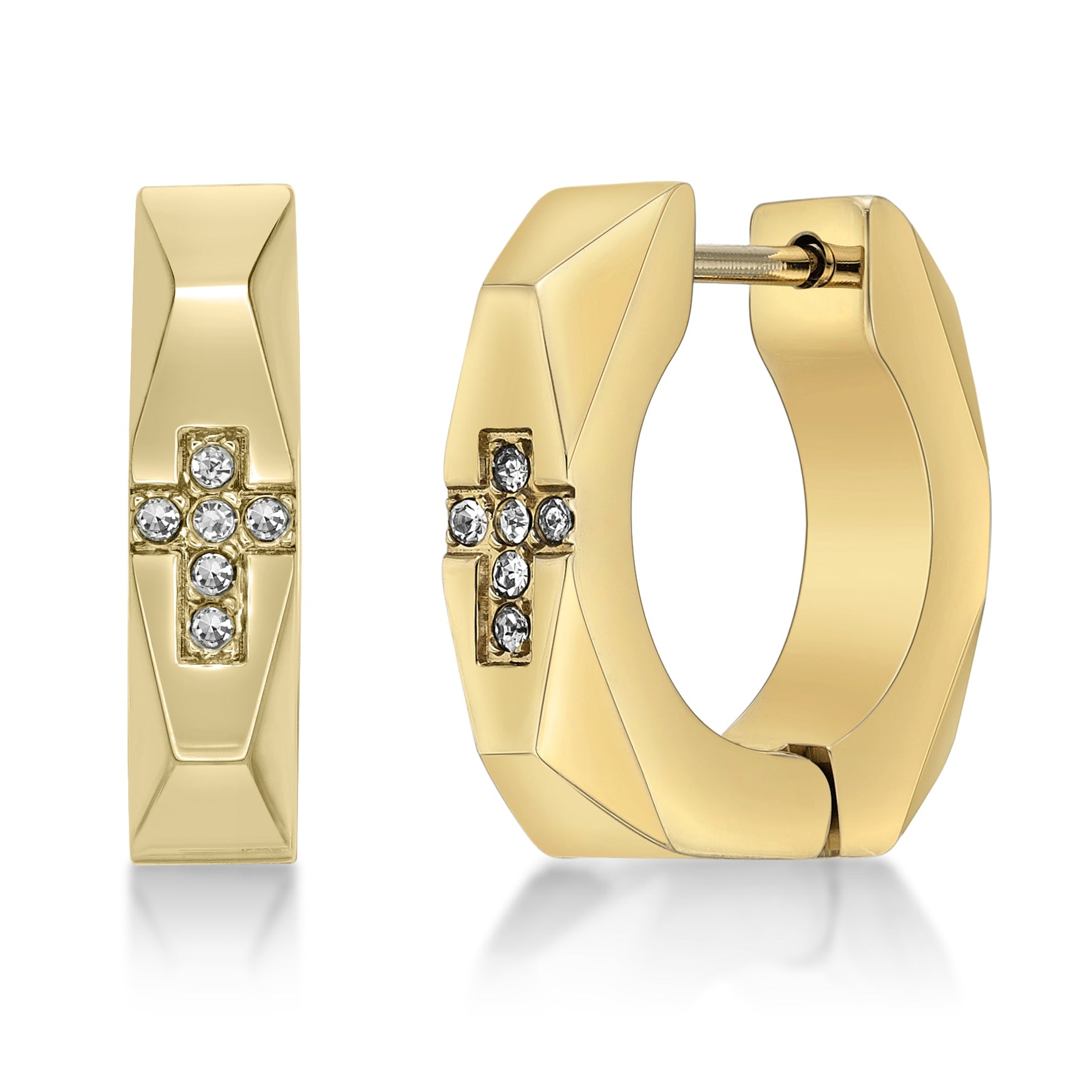 Cross Cubic Zirconia Hoop Earrings
