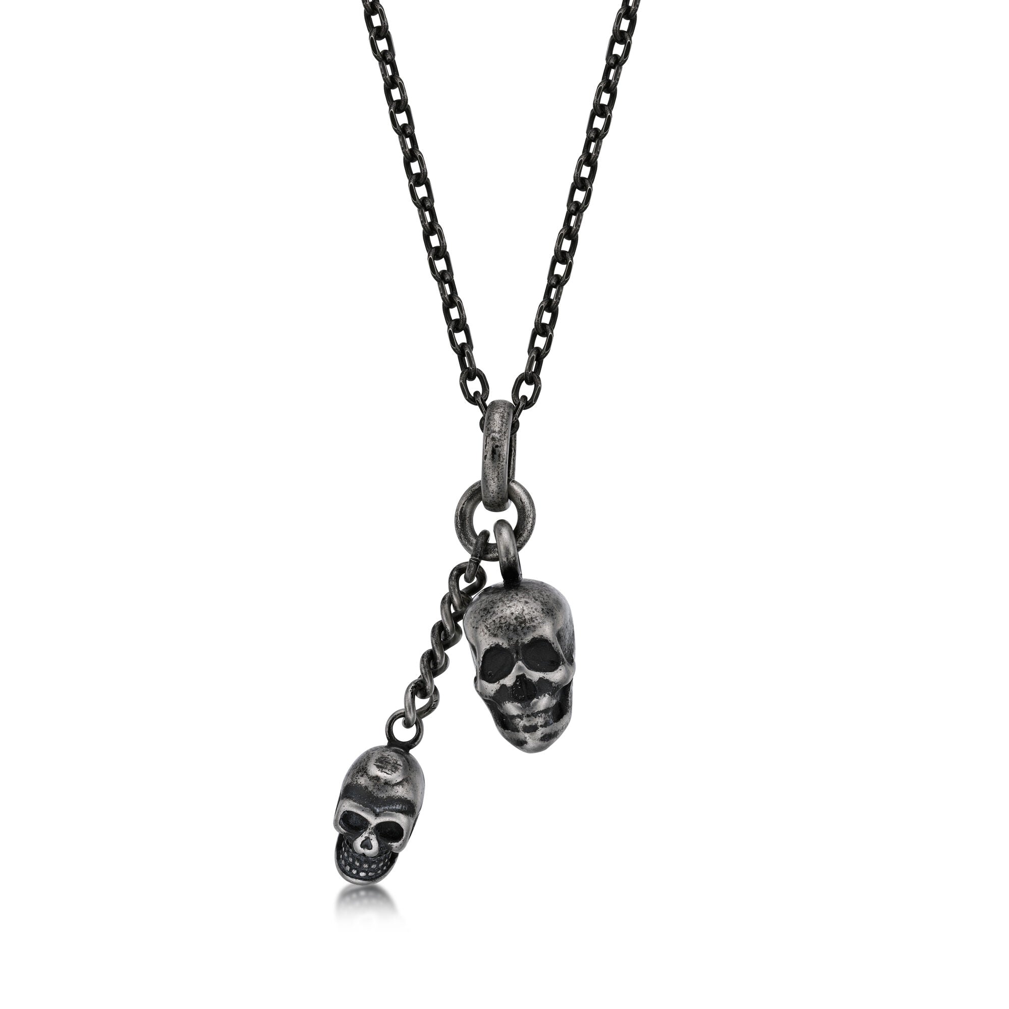 Double Skull Pendant Necklace
